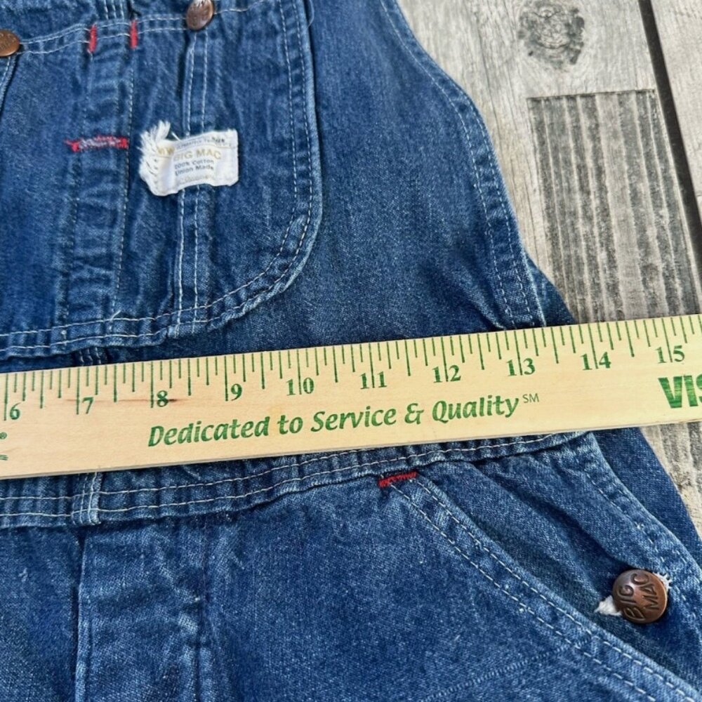 28x28 Vintage Big Mac Square Bak Denim Bib Overalls Workwear 100% Cotton - Picture 7 of 7